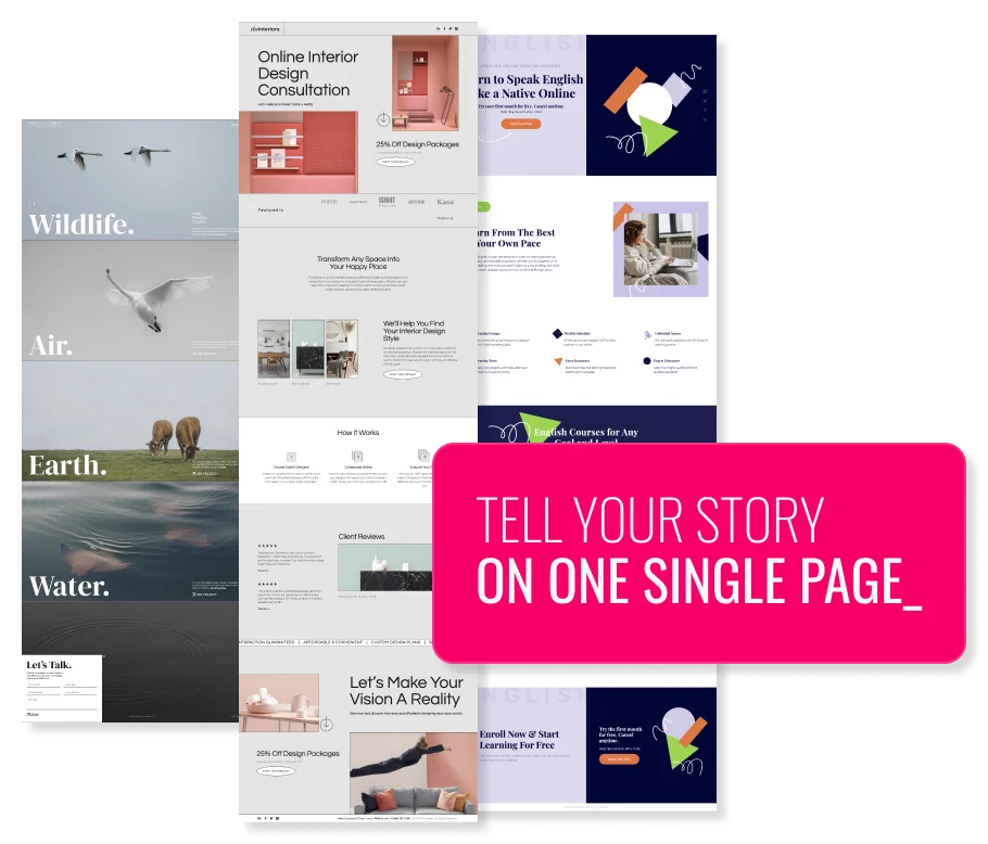 single page sites